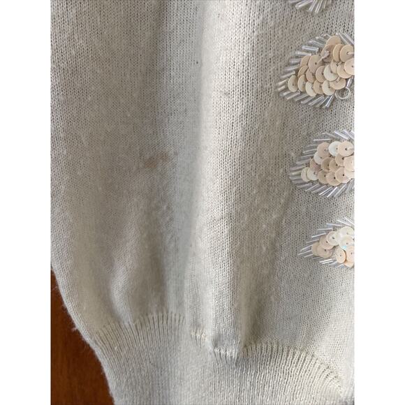 VTG Regency Collection for Joyce Large Ivory Gold Sequined Embellished Sweater - Picture 5 of 12